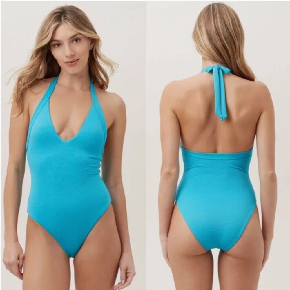 Trina Turk 10 Ripple Rib‎ Plunge One Piece Swimsuit NWT